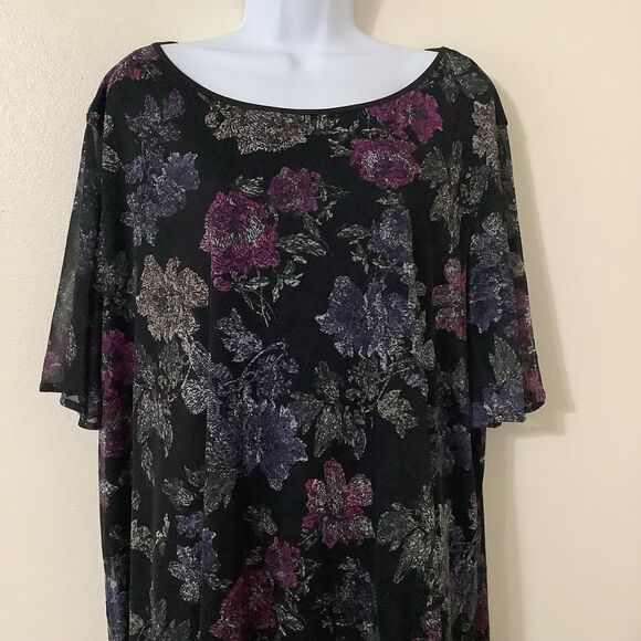 Catherine's Black Floral Witchy Whimsigoth Dark Cottagecore Maxi Dress 30-32W - Picture 2 of 8